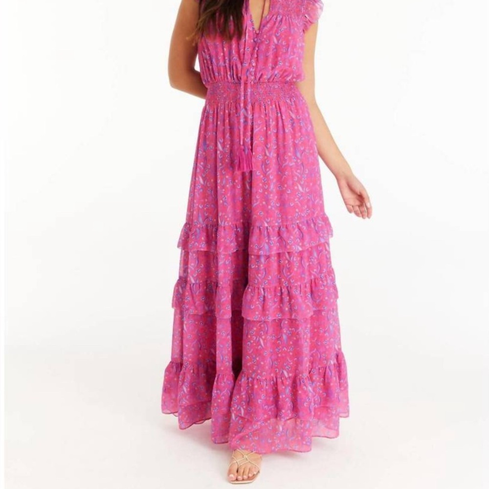 Allison New York Pink and Blue Floral Maxi dress